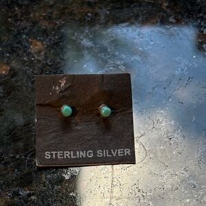 Sterling Silver and tiny, turquoise Stud Earrings